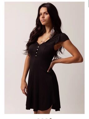 Joyfolie black ribbed dress nwt